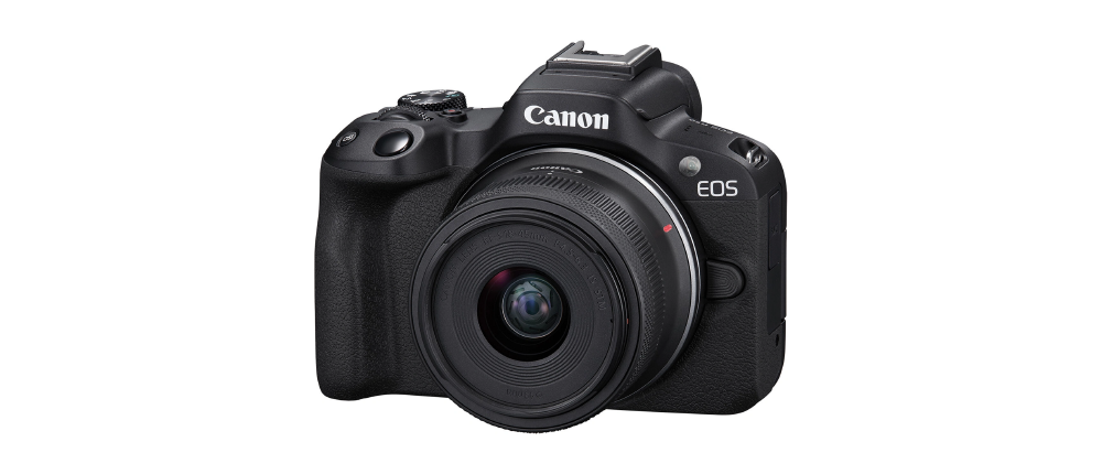 A Canon EOS R50 with 18-45mm lens