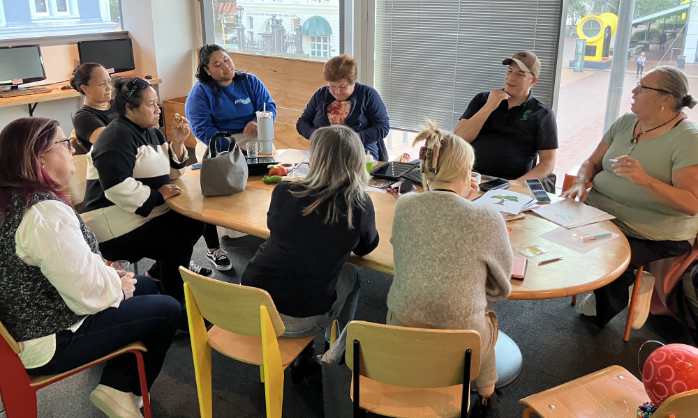 Tairangi School kaiako sharing ideas at Nōku te Ao Capital E in Wellington.