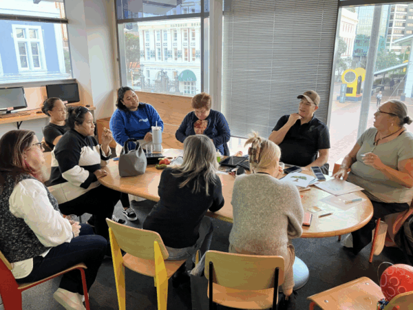 Tairangi School kaiako sharing ideas at Nōku te Ao Capital E in Wellington.